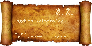 Magdics Krisztofer névjegykártya